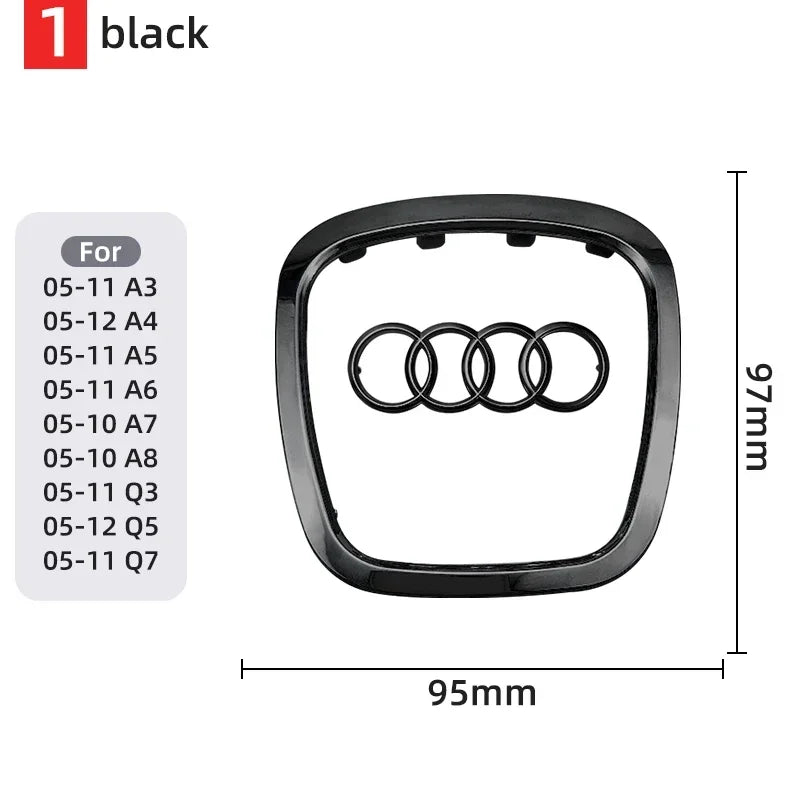 For Audi A3 A4 B8 8P B9 8V A5 A6 C7 A7 Q3 Q5 Q7 Automobile Steering Wheel Logo Bright Frame Strip Electroplated Car Logo Sticker