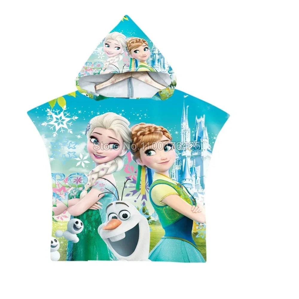 Cute Frozen Elsa Anna Baby Hooded Beach Bath Towel Princess Beach Pool Swimming Shower Absortbent Poncho Towel Bathrobe - P12 Hub Europe