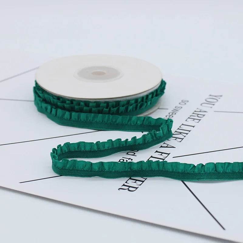 5yards 1cm Pleated Stretch Lace Trim Ribbon Ruffled Elastic Band Headdress Gift Box Bow Decorative DIY Craft Supplies - P12 Hub Europe