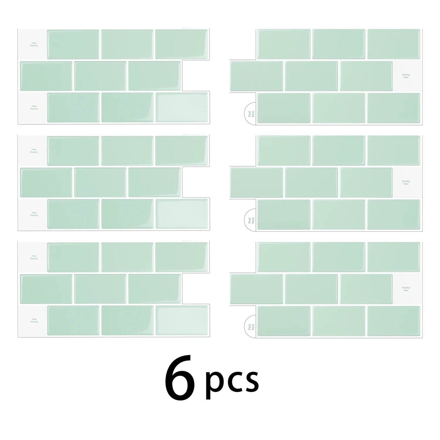 6 PCS 30.5x15.3cm 3D Self-adhesive Kitchen Waterproof Stickers Indoor Wall Renovation Sticker - P12 Hub Europe