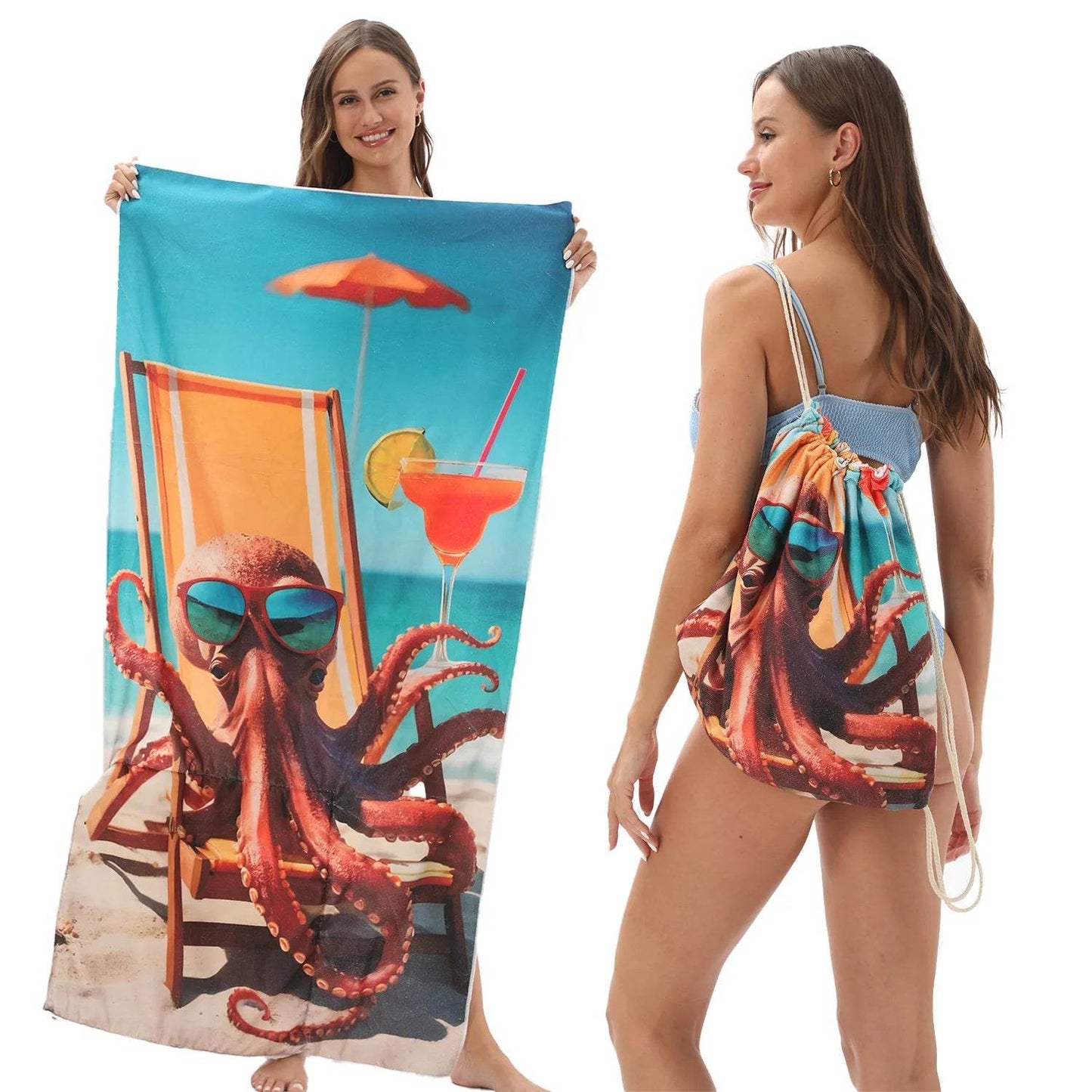 2-in-1 Foldable Beach Towel Sports Cooling Travel Towel Quick Drying Large Absorbent Bath Beach Jewelry for Picnic Sunbath Surf - P12 Hub Europe