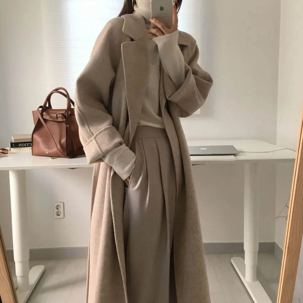 Warm Long Wool Blend Coat - P12 Hub Europe