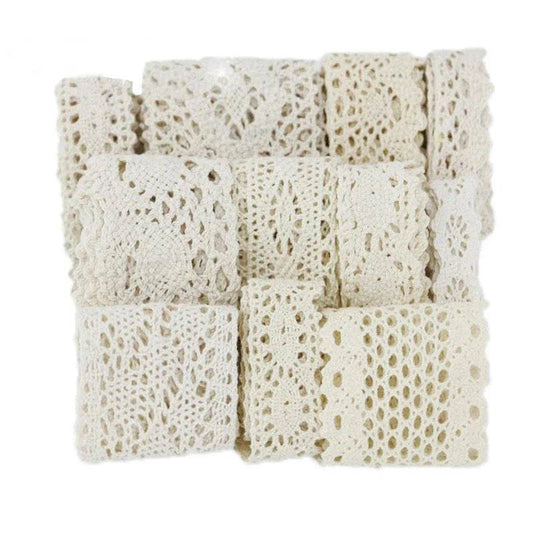 (5Meter/roll) White Beige Cotton Embroidered Lace Net Ribbons Fabric Trim DIY Sewing Handmade Craft Materials - P12 Hub Europe