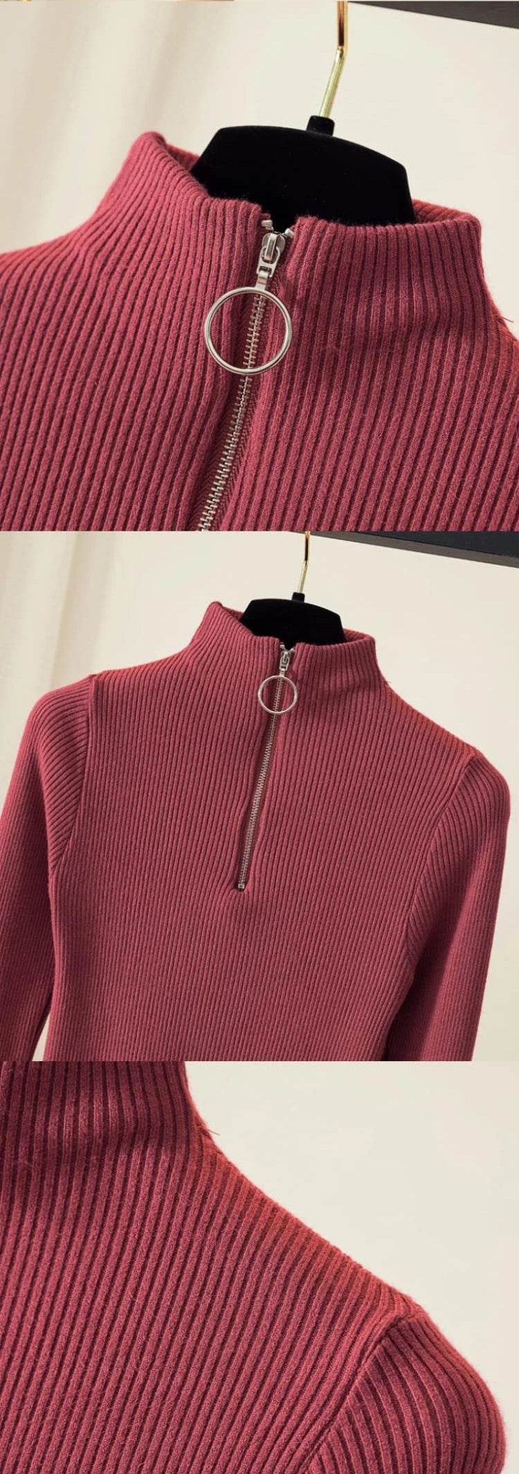 Women's Zipper Half-Neck Sweater - P12 Hub Europe