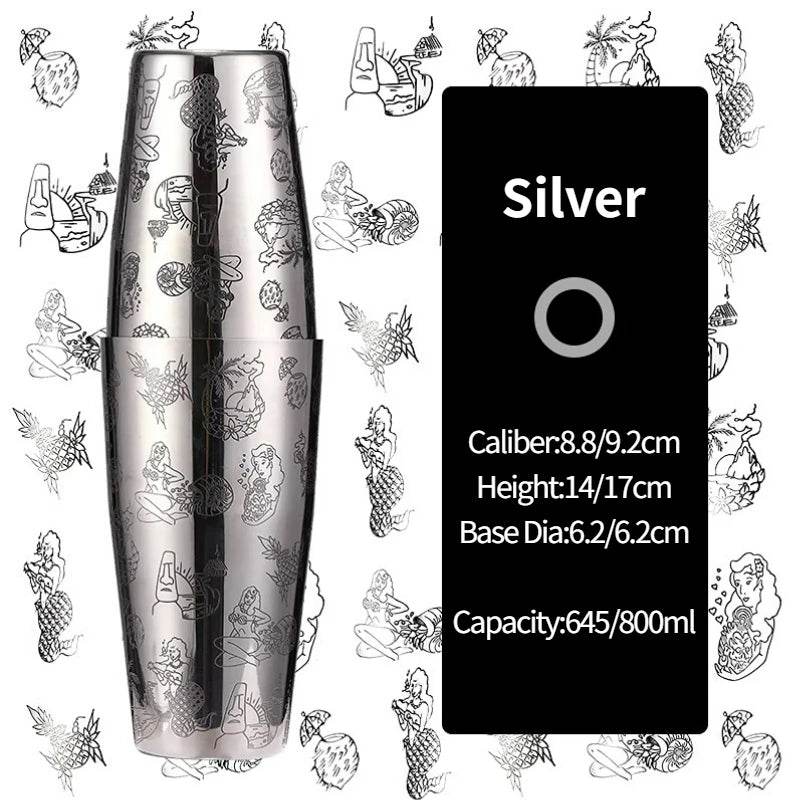 Bar Cocktail Shaker Boston Shaker Stainless Steel Engraving Shaker Bar Accessory Bartender Tools For Home And Bar - P12 Hub Europe