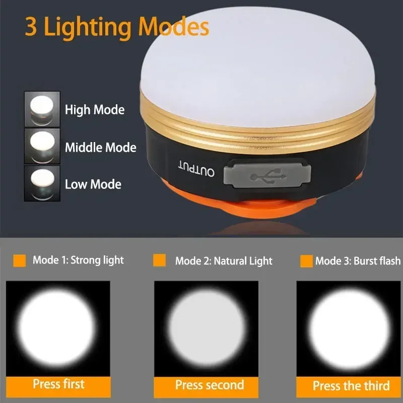 10W COB+LED Camping Lantern 3 Lighting Modes Rechargeable Flashlight Portable Tents Lamp Outdoor Hiking Fishing Hanging Light