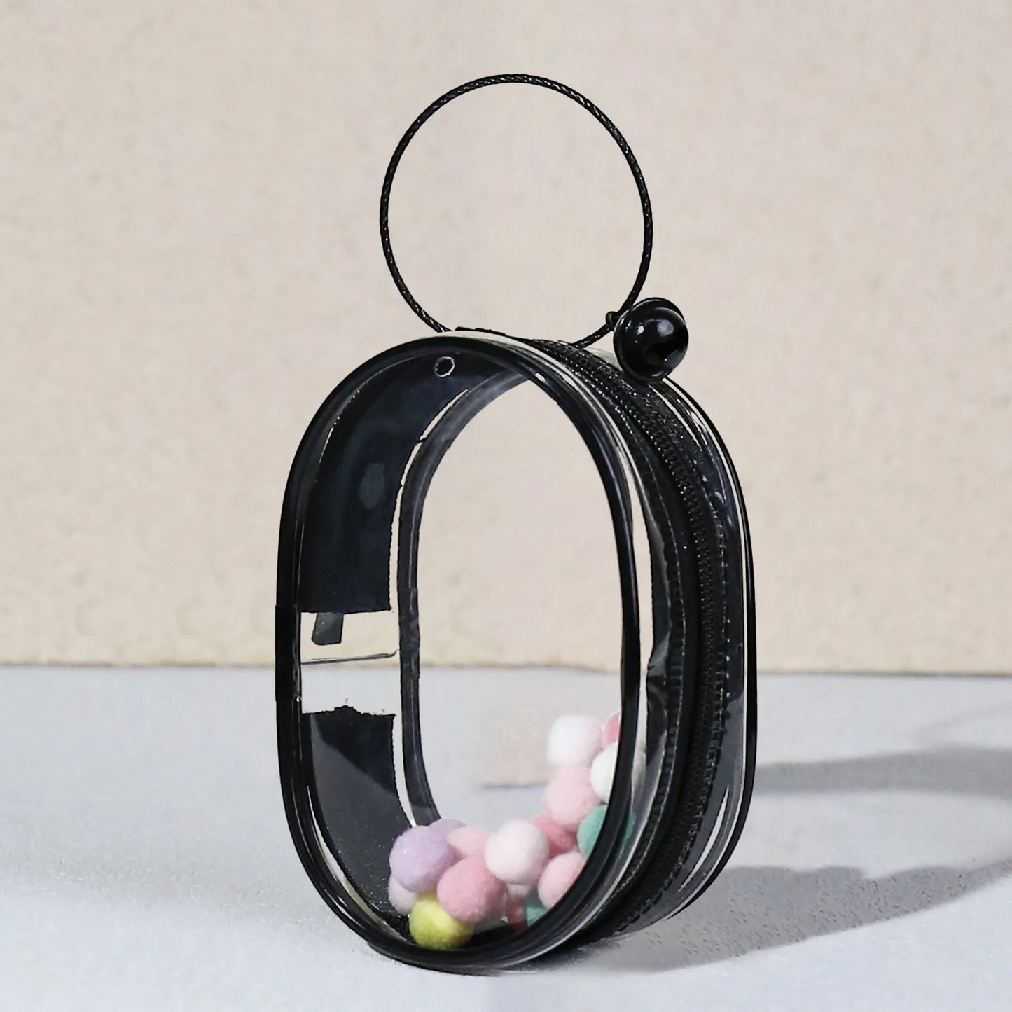 Portable Mini Clear Zipper Storage Bag Keychain Cartoon Doll Children Toy Mystery Box Organizer for Earphones Chargers Gift Bag