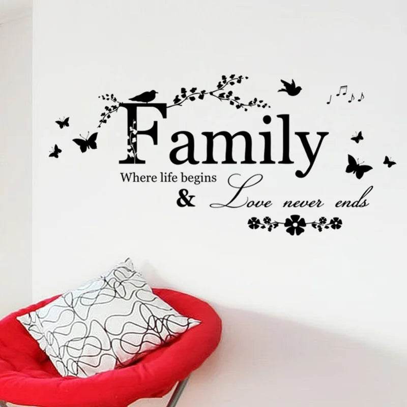 Family Love Never Ends Quote Vinyl Wall Decal Wall Lettering Art Words Wall Sticker Home Decor Wedding Decoration Living Room - P12 Hub Europe