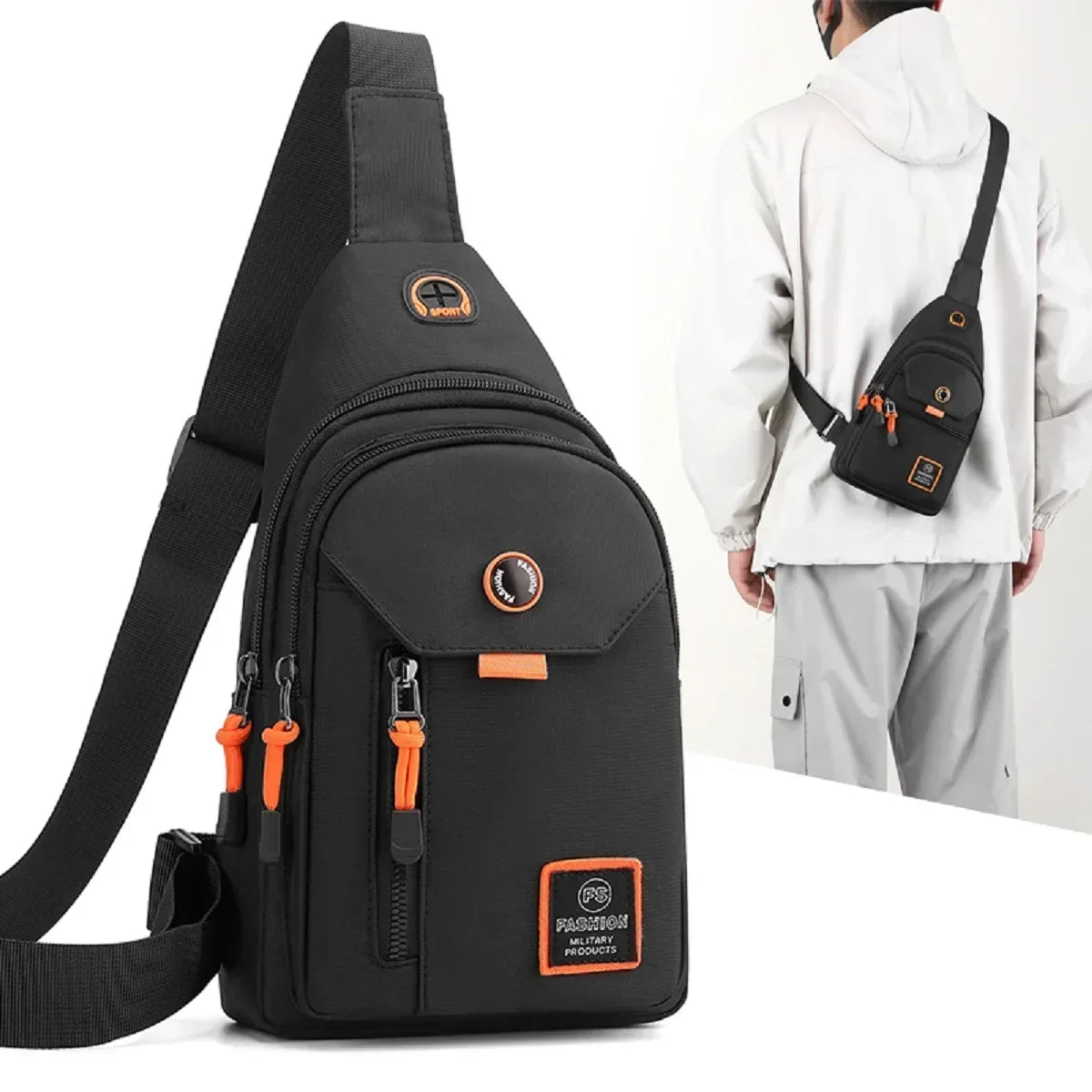 Mens Adventure Sling Backpack - Spacious Rugged for Outdoor Sports Hiking and Travel - Versatile Chest Bag with Multiple Pockets