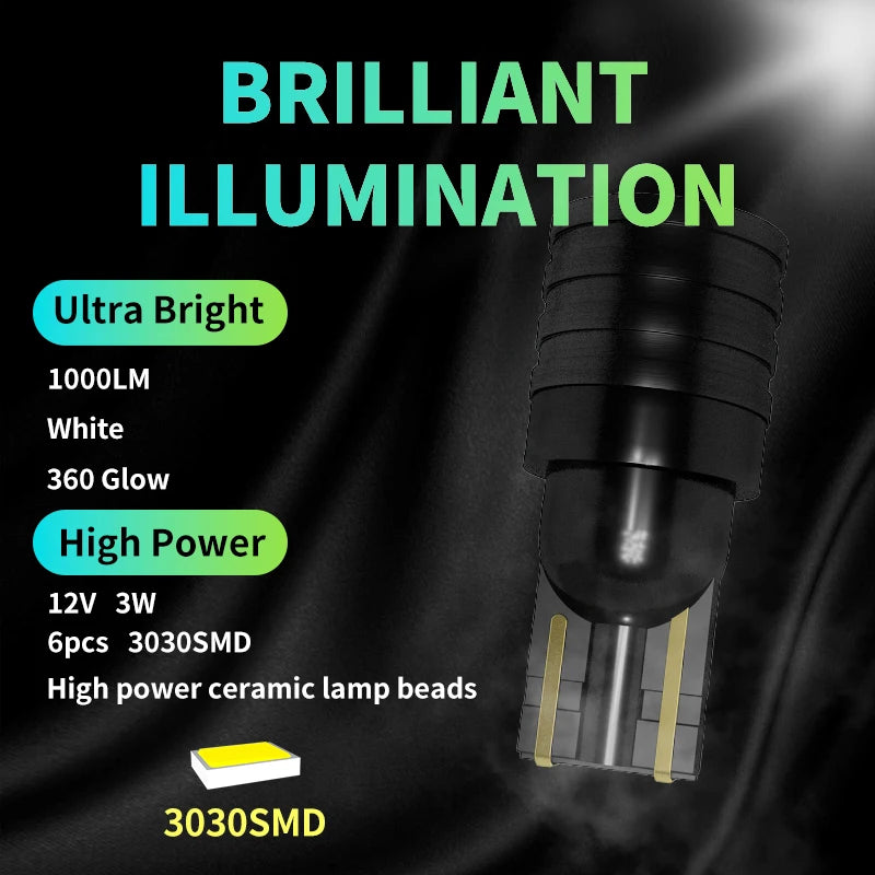 2PCS T10 W5W LED 3030 6SMD Turn Signals Clearance Rear License Plate Lights Car Interior Lighting 12V 24V Instrument Panel Lamps
