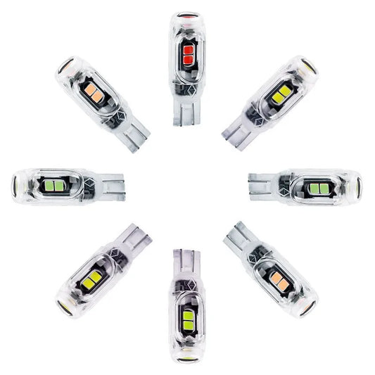 10pcs T10 LED Bulb 2835 5SMD Canbus 168 194 6000K 12V White Car Interior Dome Map Light Clearance Lights Acrylic Transparent
