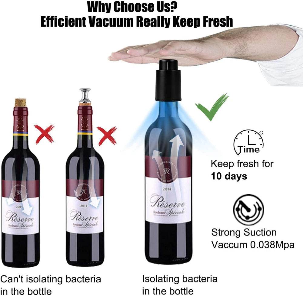 Wine Bottle Stoppers Reusable Wine Stoppers Vacuum Wine Preserver Wine Savers Vacuum Pump Corks Keep Wine Really Fresh - P12 Hub Europe