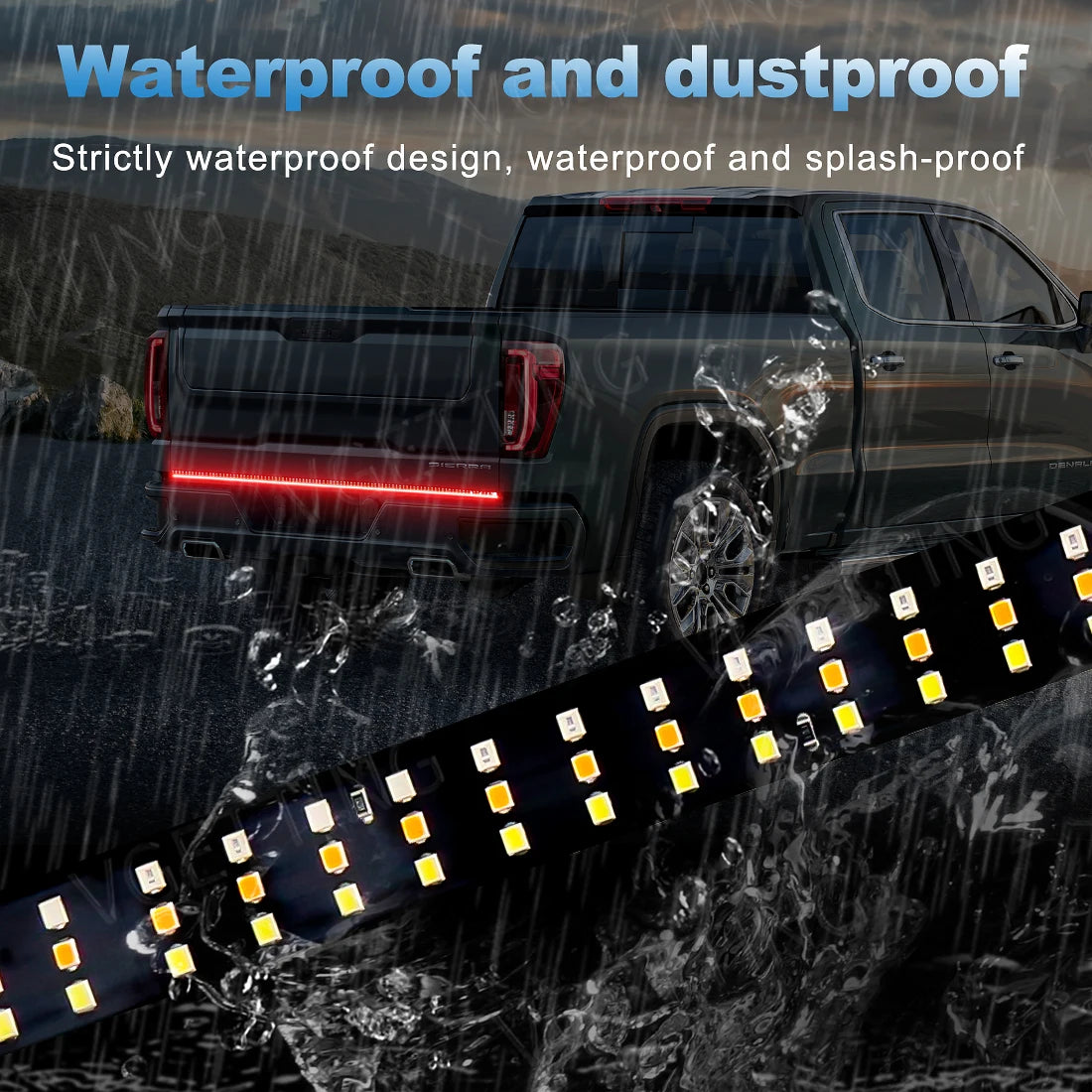60 Inch Triple Row LED Light Bar for Truck Tailgate 5-Function Turn Signal Brake Warning Reverse Lamp Running Light for Pickup