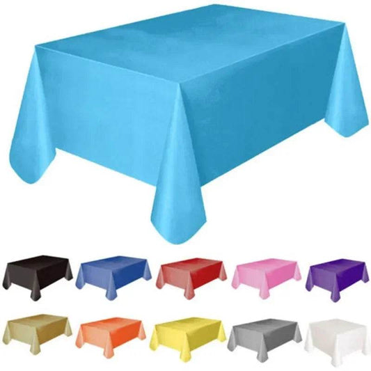 Plastic Disposable Solid Color Tablecloth Birthday Party Wedding Christmas Table Cover Wipe Desk Cloth Decor Covers Rectangle - P12 Hub Europe