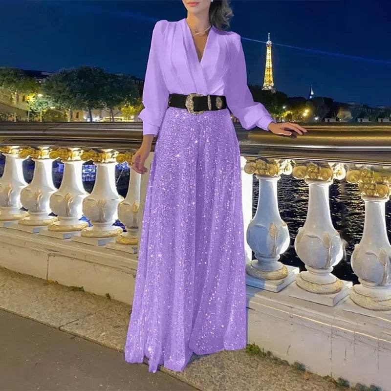 Sequin Splice Maxi Dress - P12 Hub Europe