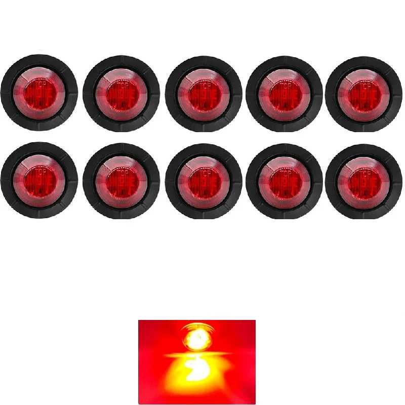 10pcs 3LED Round Tralier Side Marker Light 12V-24V for Truck Clearance Light Turn Signal Lamp Indicators