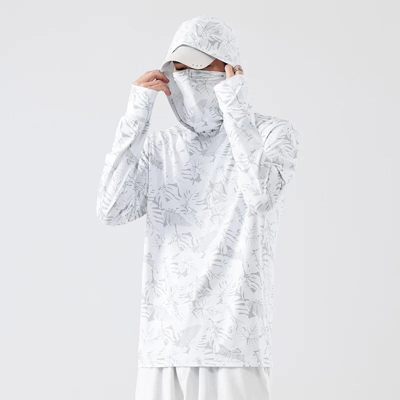 Outdoor Fishing Sunscreen Clothes Ice Feel Hooded Sunscreen Clothes UV Resistant Quick Drying Loose Coat Fishing Clothes