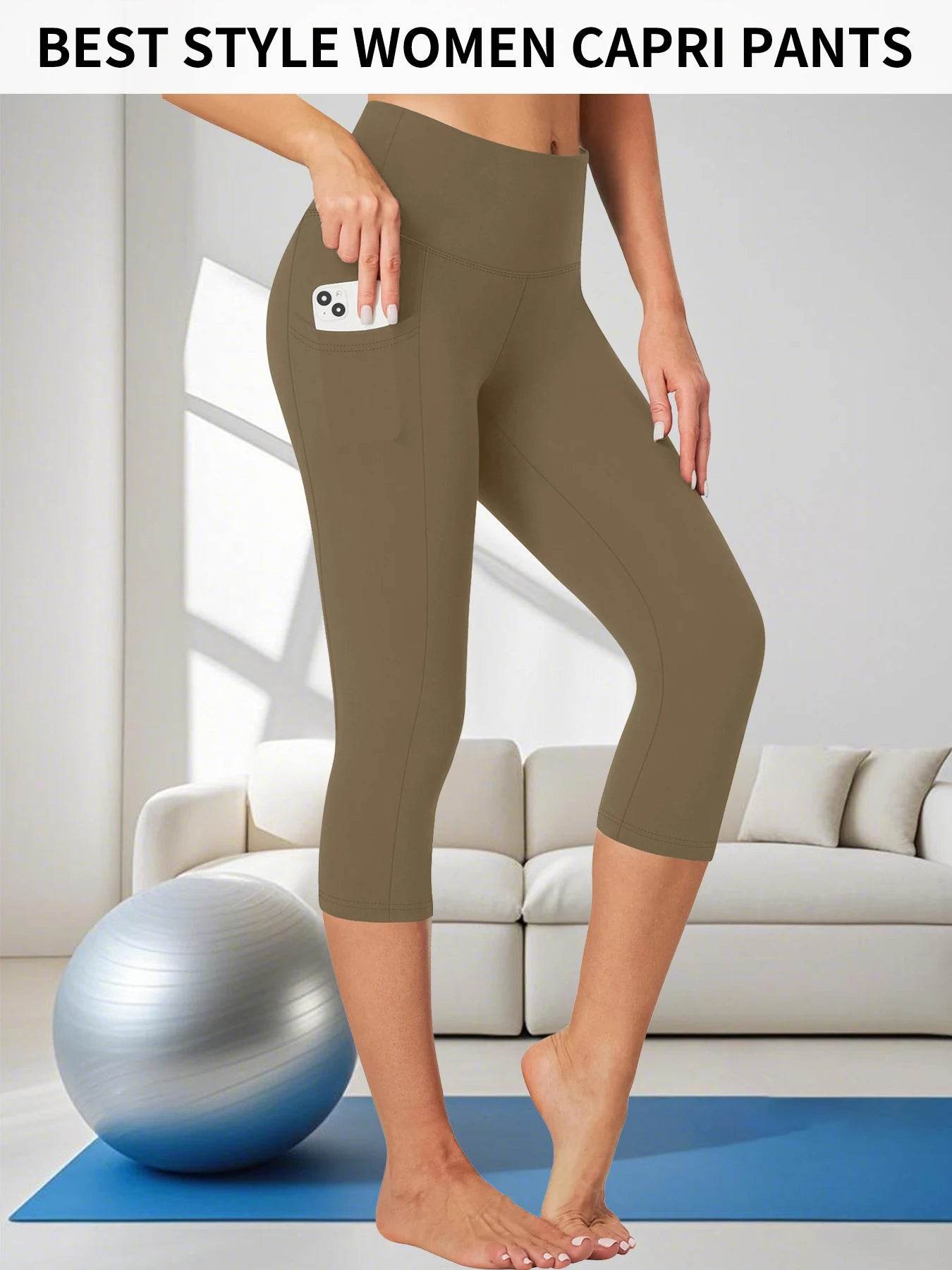 Women's High Waist Capri Leggings - P12 Hub Europe