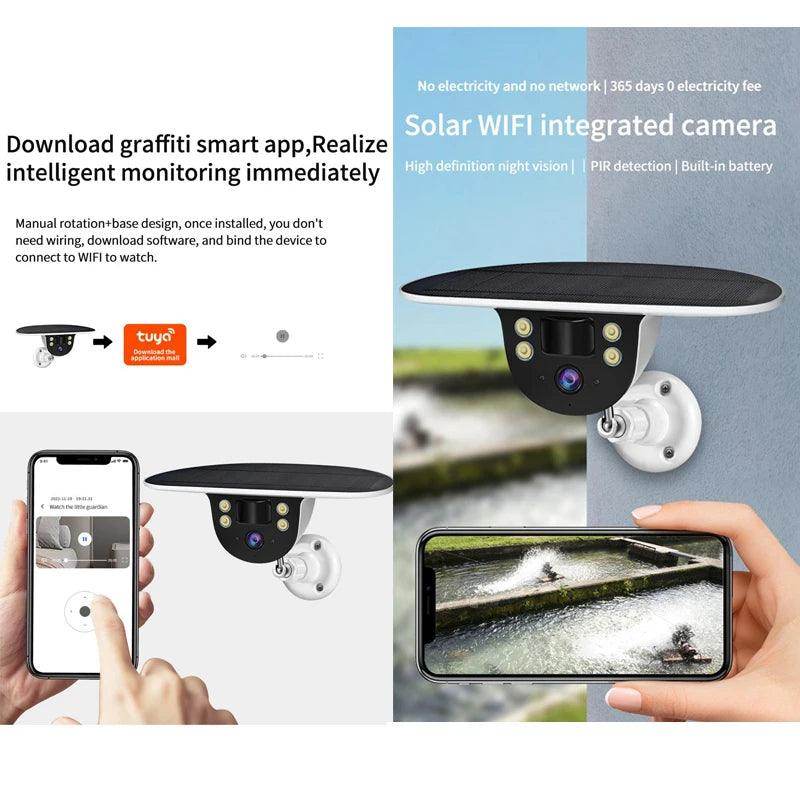 Solar Outdoor WiFi Camera 2MP, 180° View, Tuya Smart - P12 Hub Europe