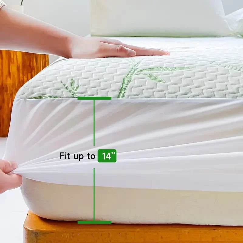 1pc Waterproof Bamboo Mattress Cover (Without Pillowcase), Cooling & Breathable Fitted Bed Sheet With 6-14inches Deep Pocket - P12 Hub Europe