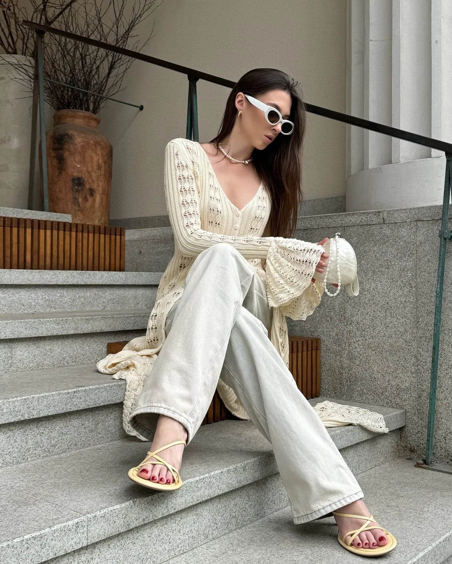 See-Through Knit Cardigan Dress - P12 Hub Europe