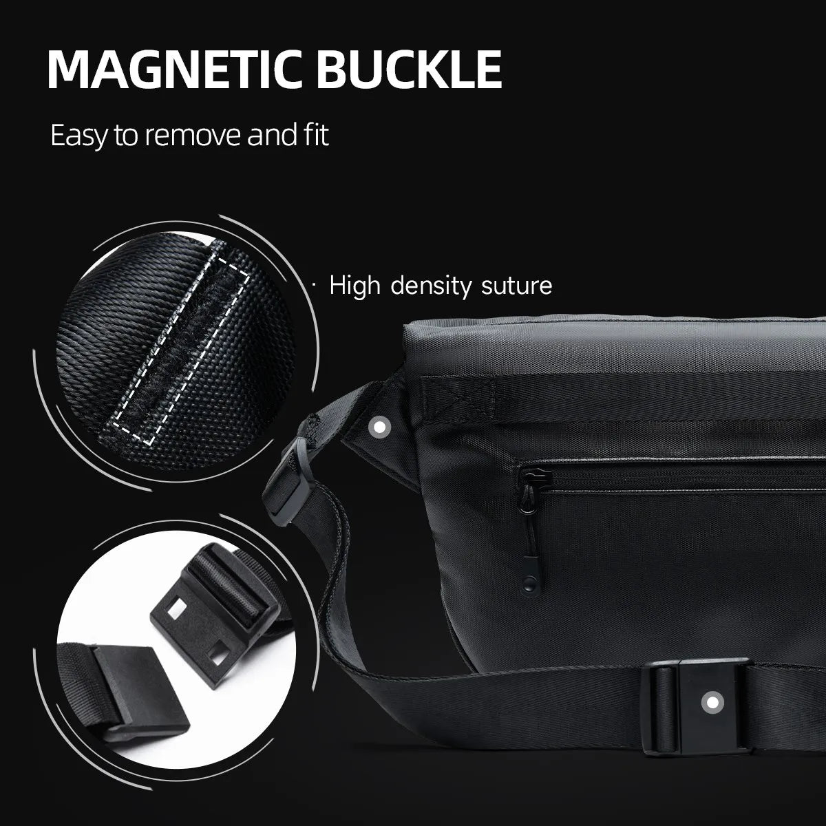 Ins Korean Style Men Waterproof Magnetic Buckle Crossbody Messenger Bag Daily Outdoor Travel Cycling iPad Camera Shoulder Bag