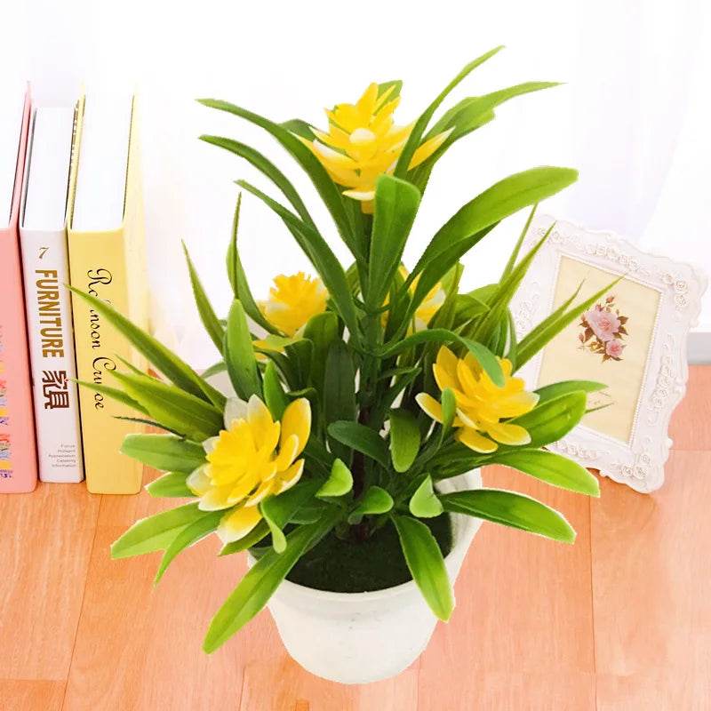 Artificial Flowers Plant Pot Simulate Fake Plastic Flowers Home Office Decor Gift Desktop Bonsai Wedding Party Balcony Ornaments - P12 Hub Europe