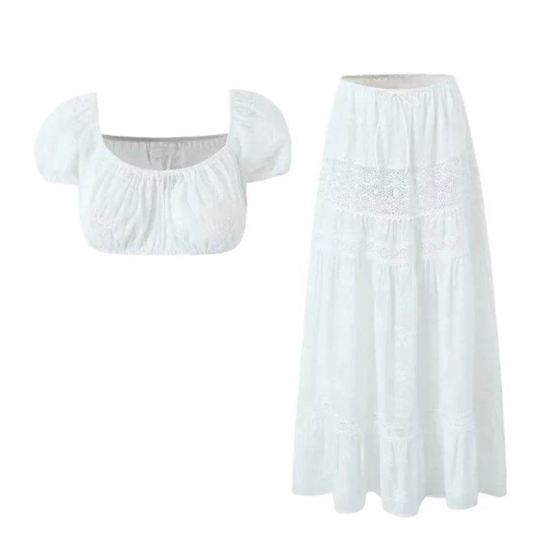 White Lace Beach Skirt Set - P12 Hub Europe