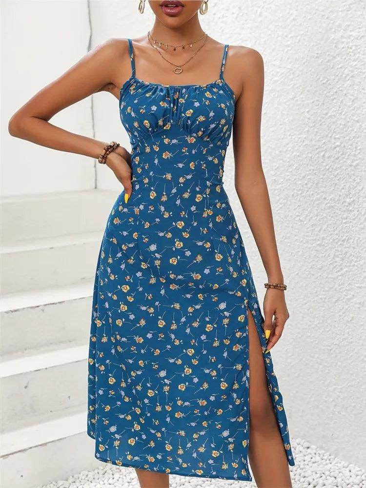 Polka Dot Spaghetti Strap Midi Dress Sexy Boho Beach - P12 Hub Europe