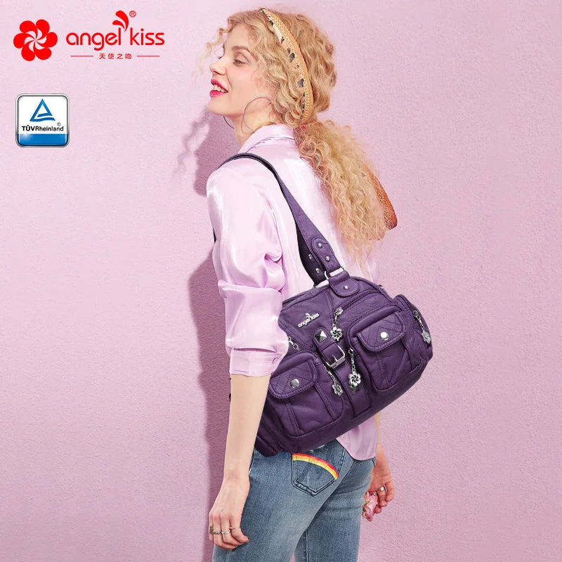 Angelkiss Women Handbags Satchel Top-handle Handbag PU Shoulder Bag Dumpling Pack Give Gifts Shoulder Bags Phone Money Pack