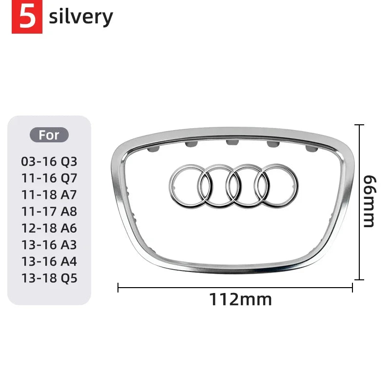 Car Steering Wheel Center Emblem Logo Sticker For AUDI Trim Frame Badge Decor Ring Cover Auto Accessories Q5 Q3 Q7 A3 A4 A6 S3