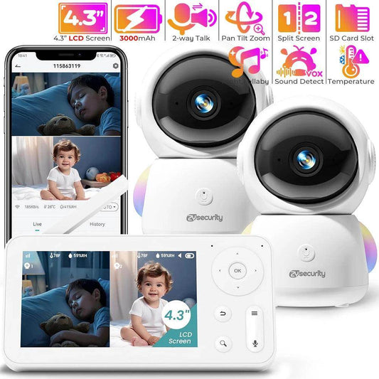 Baby Monitor 2K WiFi with 2 Cameras, Long Range - P12 Hub Europe
