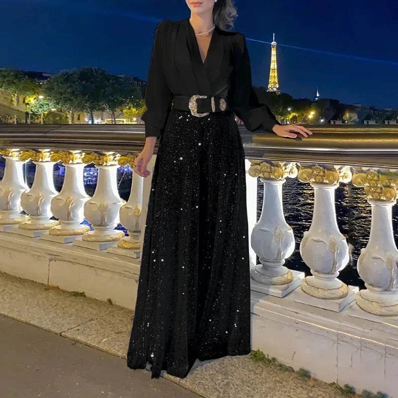 Sequin Splice Maxi Dress - P12 Hub Europe