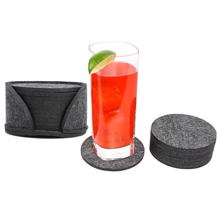 10pcs Round Felt Coaster Dining Table Protector Pad Heat Resistant Cup Mat Coffee Tea Hot Drink Mug Placemat Kitchen Accessories - P12 Hub Europe