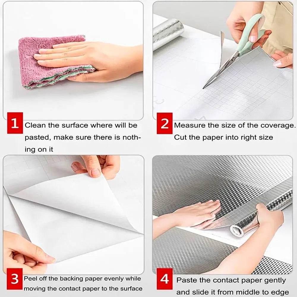 Kitchen Oil-proof Self Adhesive Stickers Anti Fouling High Temperature Waterproof Aluminum Foil Wallpaper Cabinet Contact Papers - P12 Hub Europe