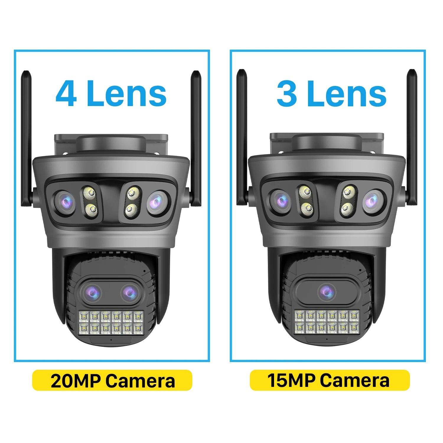 Outdoor Camera 20MP/15MP 4-Lens 10X Zoom, AI Track, Color Night - P12 Hub Europe