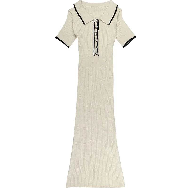 2025 Autumn White Knit Maxi Dress - Elegant Patchwork - P12 Hub Europe