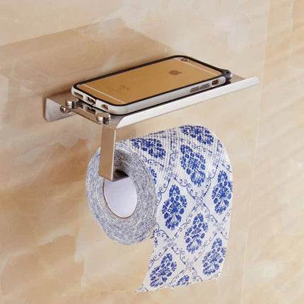 Aluminum Alloy Toilet Paper Holder Bathroom Wall Mount WC Paper Phone Holder Shelf Towel Roll shelf Accessories - P12 Hub Europe