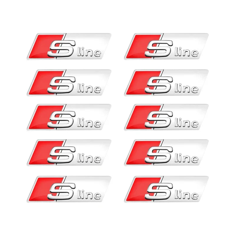 2/5/10pcs 3D Aluminium Alloy Steering Wheel Badge Emblem 3D Steering Wheel Sticker Car Sticker For Audi Sline RS Car Accessories