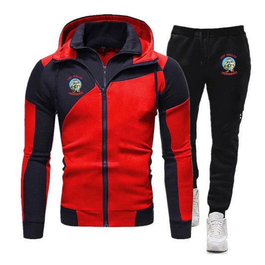 2025 Spring Autumn Man's Breaking Bad LOS POLLOS Logo Print Diagonal Zipper Fashion Packet Hoodies+Hot Sales Sports Pants Suits