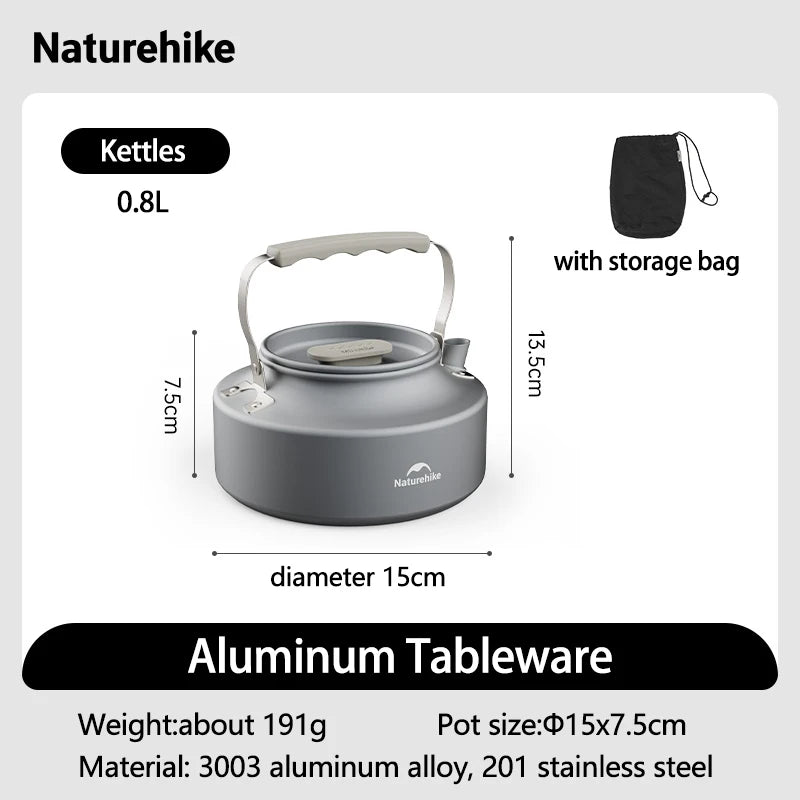 Naturehike Camping Cookware Outdoor Cooking Ultralight Aluminum Pot Kettle Tablewear Set Cool Camping Gear Kitchen Accessories