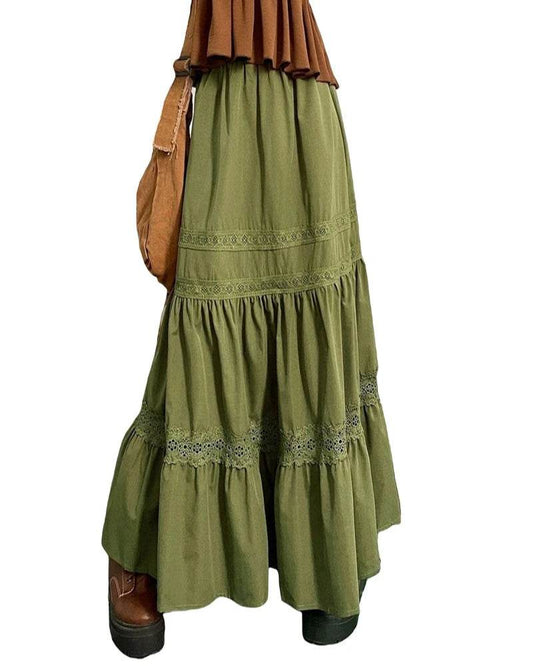 Green Pleated Long Skirt - P12 Hub Europe