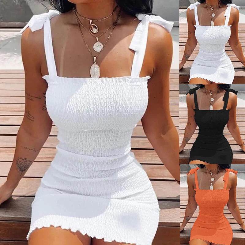 Trendy White Off-Shoulder Mini Dress - Summer Beach Style - P12 Hub Europe