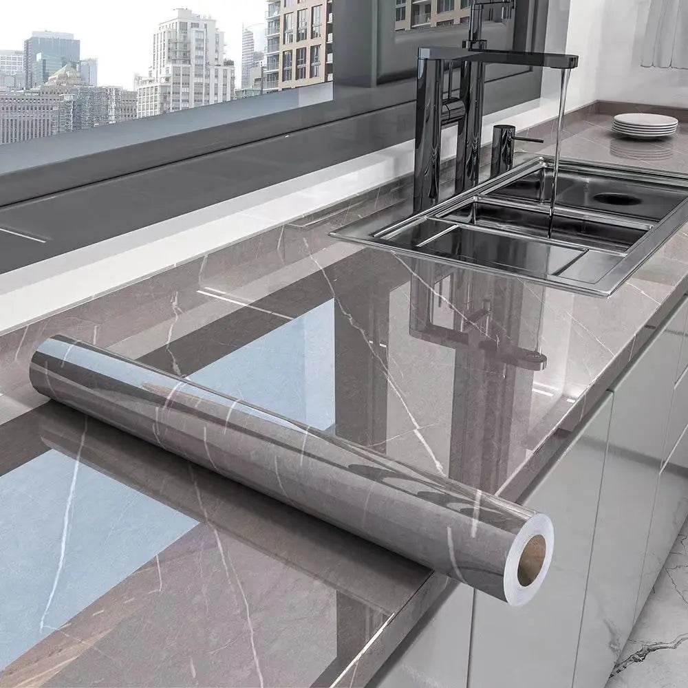 Marble Kitchen Waterproof Stickers PVC Self Adhesive Oil Proof Wall Sticker for Desktop Bathroom Renovation Wall Decor Removable - P12 Hub Europe