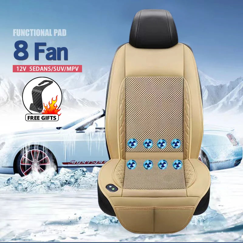 DC 12V 3D Spacer Car Summer Cool Air Seat Cushion With Massage Fast Blowing Ventilation Seat Cooling Pat Refrigerated Seat