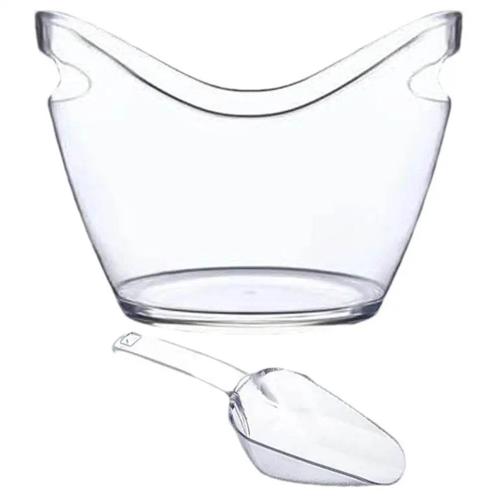 Clear Ice Bucket Beverage Tub with 2 Scoops Handle Cooling Large Ice Bucket for Wine Champagne Bar Supplies for Family reunion - P12 Hub Europe