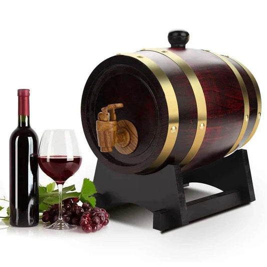 1L/1.5L/3L Wood Wine Barrel Vintage Oak Beer Brewing Accessories Whiskey Storage Container Home Decoration Wine Bar Tools - P12 Hub Europe