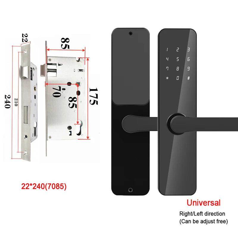 Smart Door Lock | Keypad, Card, Key, Bluetooth, 35-60mm - P12 Hub Europe