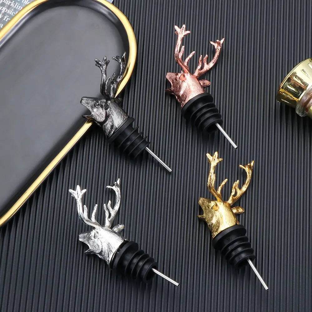 Deer Head Wine Pourer Bottle Stoppers Zinc Alloy Bar Tools Wedding Party Drinks Wine Aerators Kitchen Tool Accessories - P12 Hub Europe