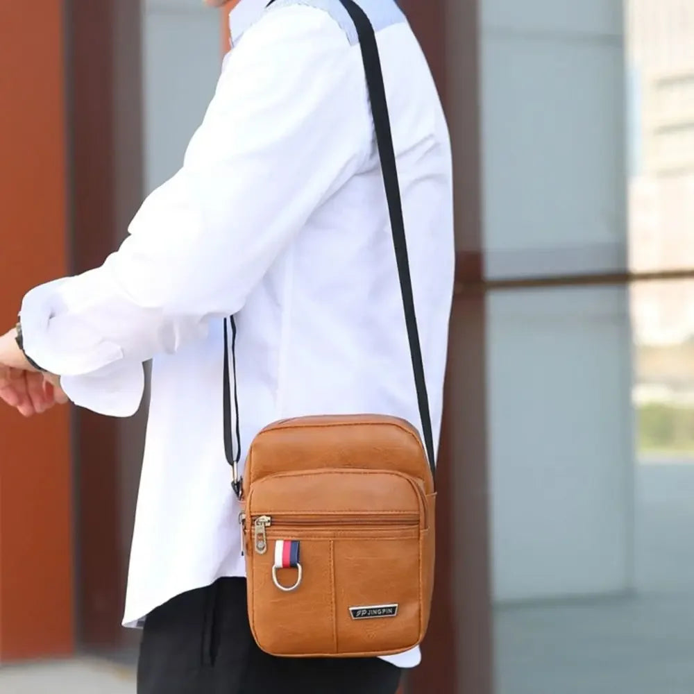 PU Leather Men's Bag Casual New Large Capacity Waterproof Handbag Brown Black Shoulder Messenger Bags Outdoor